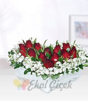 Kalp Camda Kırmızı Güller