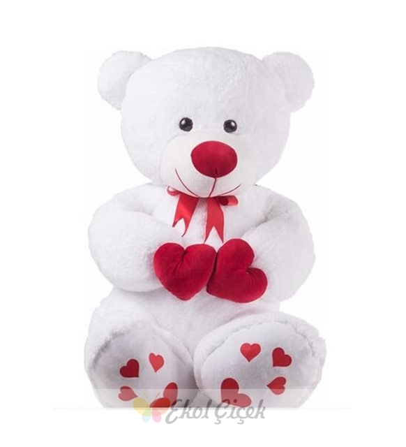 Çift Kalp Tutan Ayıcık Peluş 85 Cm